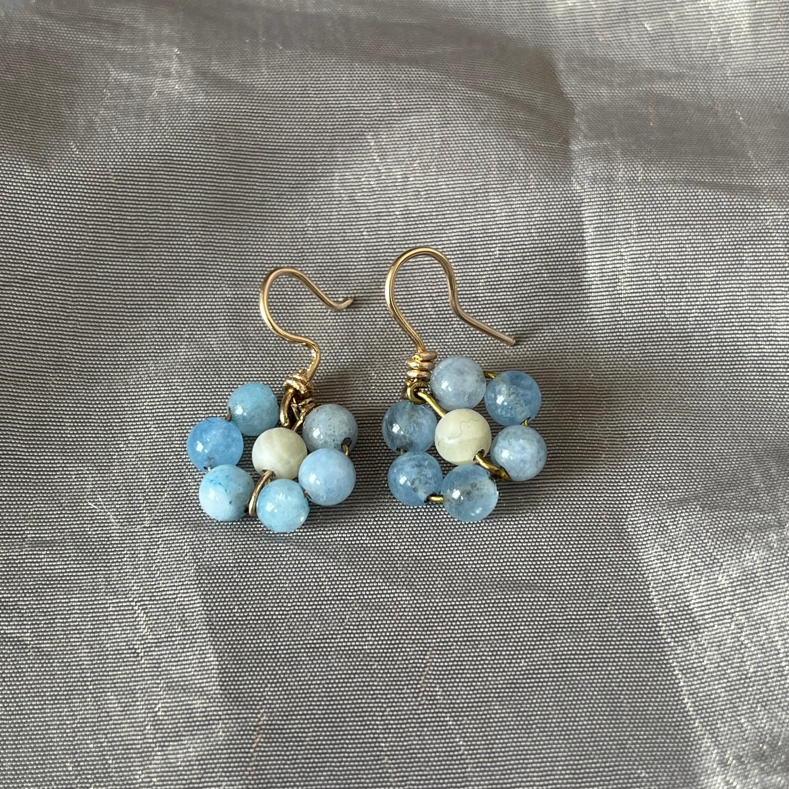 Blauwe Jade circle oorbellen gold filled
