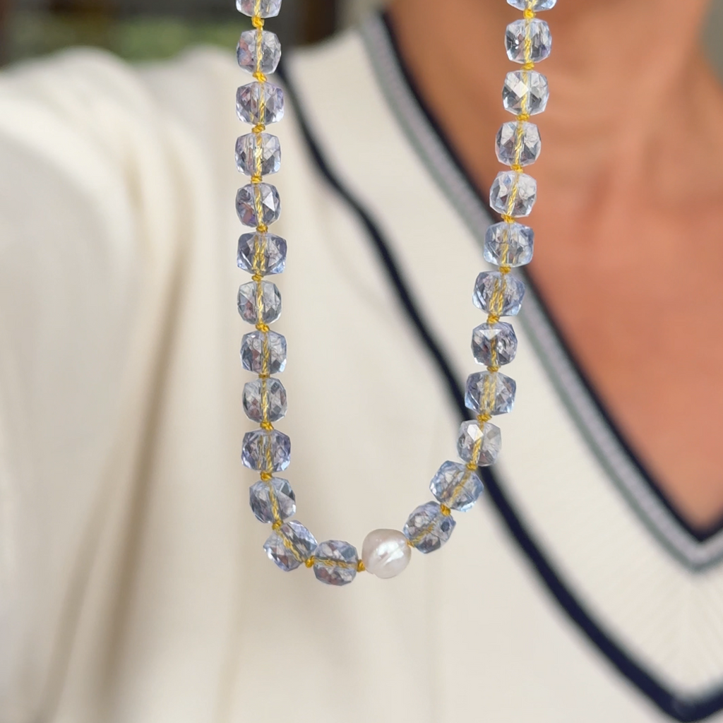 Topaaz ketting met pareltje