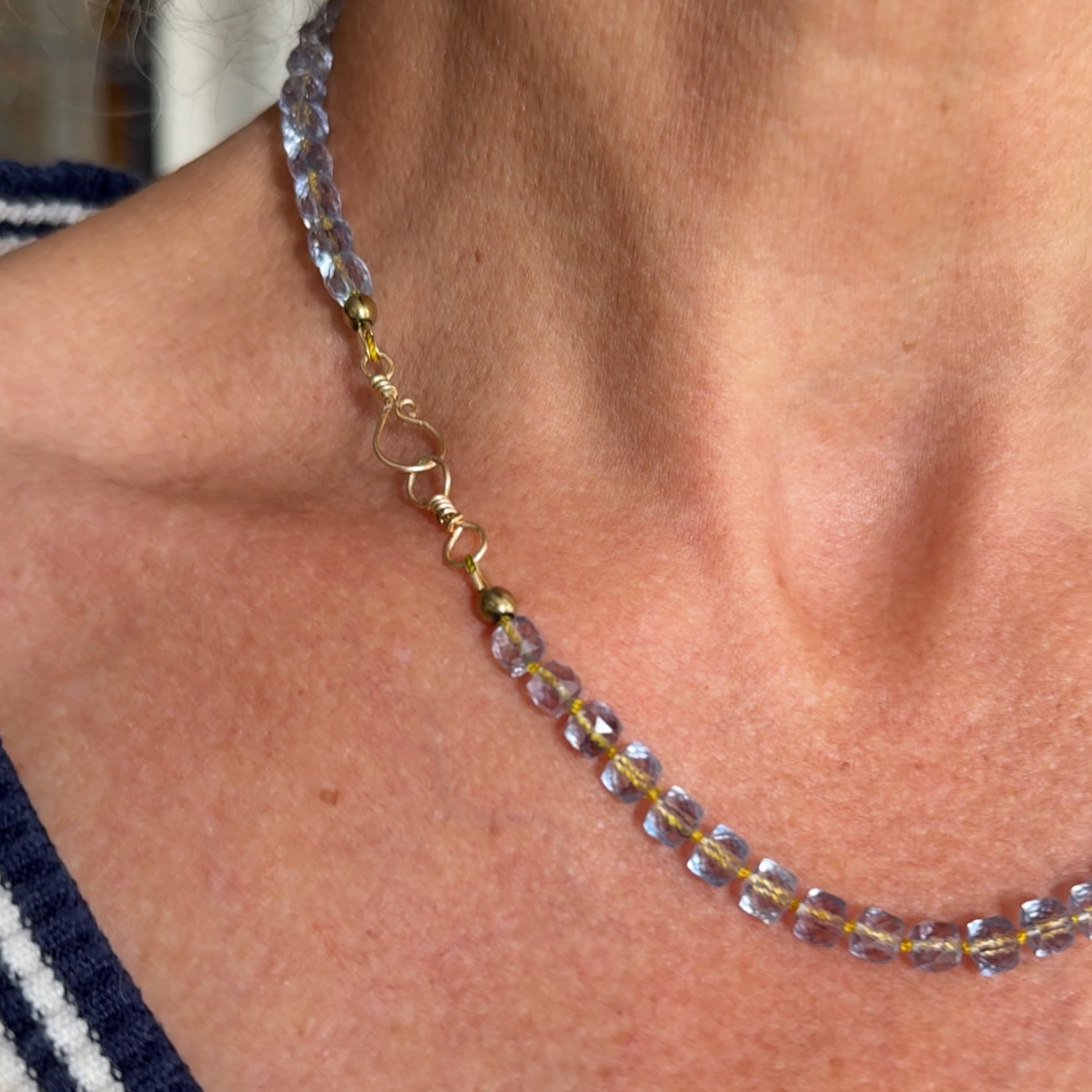Topaaz ketting met pareltje
