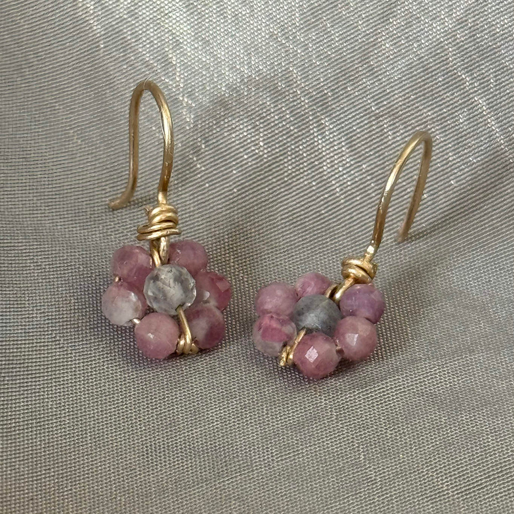 Roze Tourmalijn oorbel gold filled