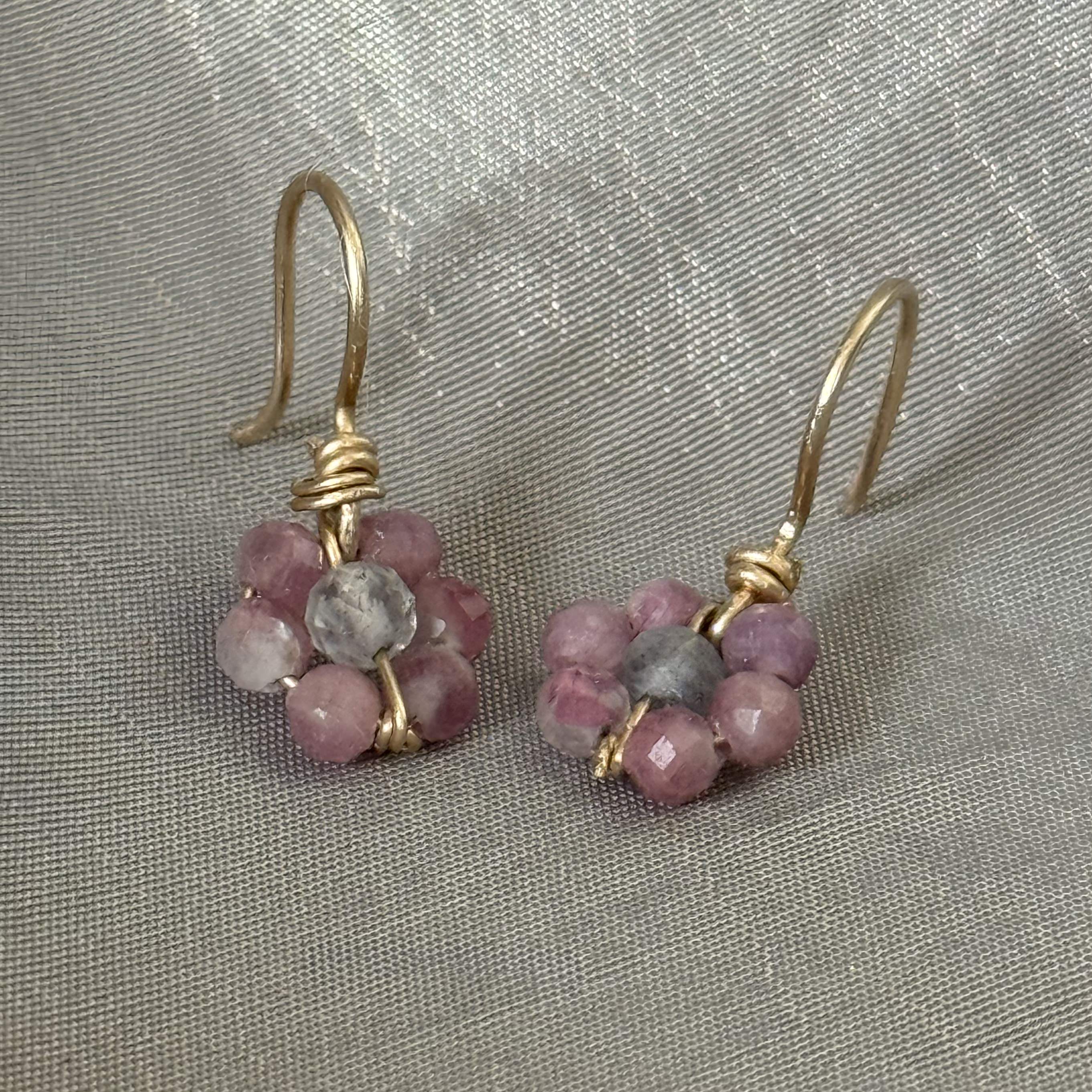 Roze Tourmalijn oorbel gold filled