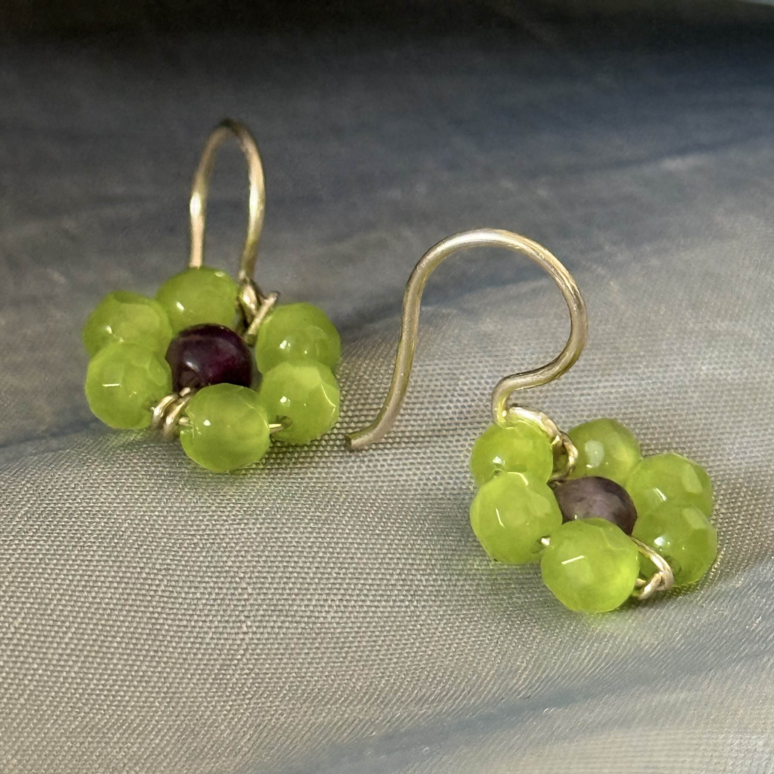 Groene cat’s eye oorbellen goldfilled