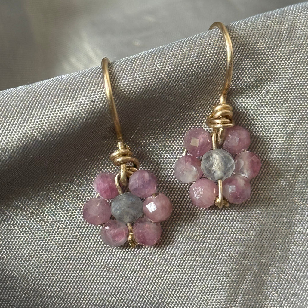 Roze Tourmalijn oorbel gold filled