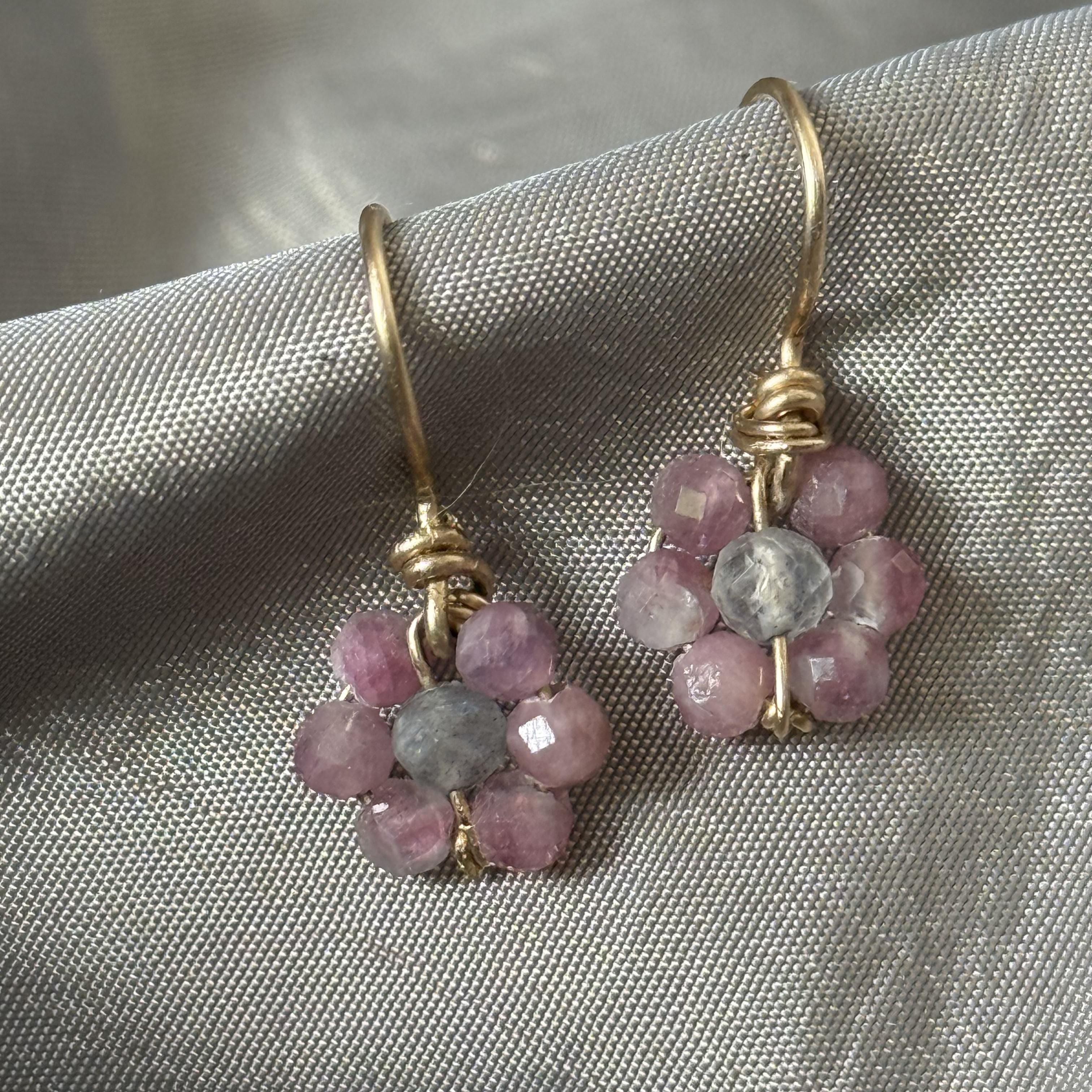 Roze Tourmalijn oorbel gold filled