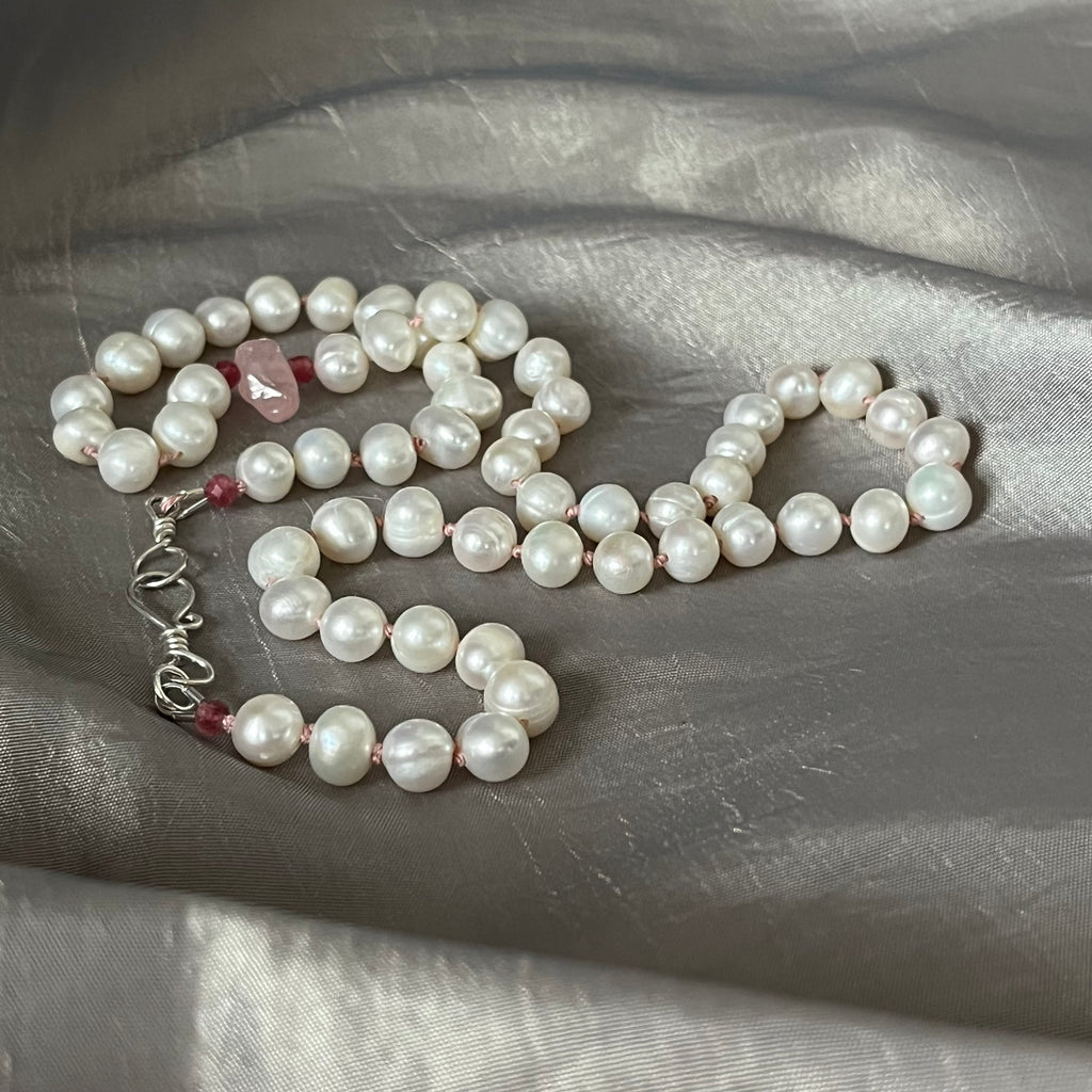 Parel ketting met Rozenkwarts