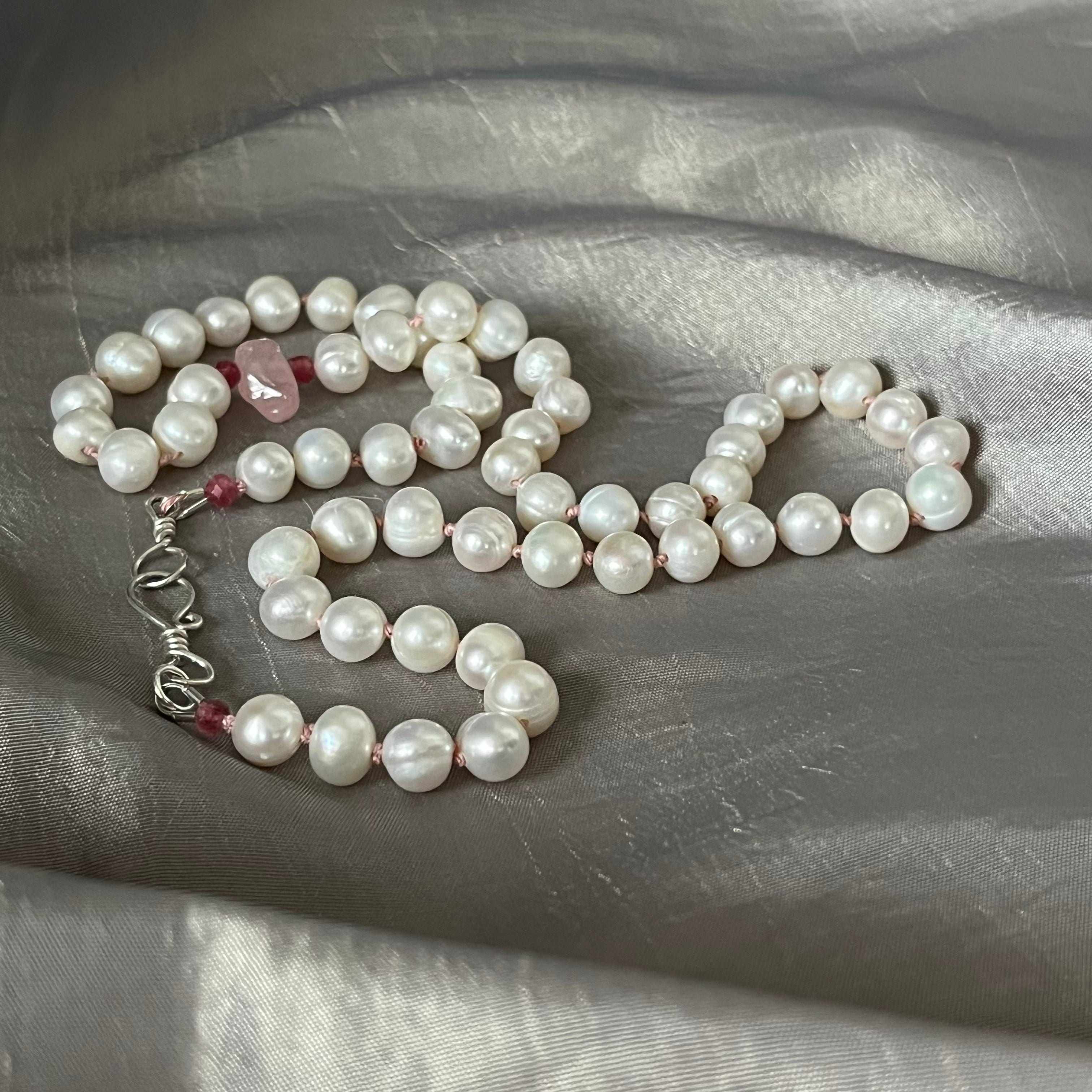 Parel ketting met Rozenkwarts
