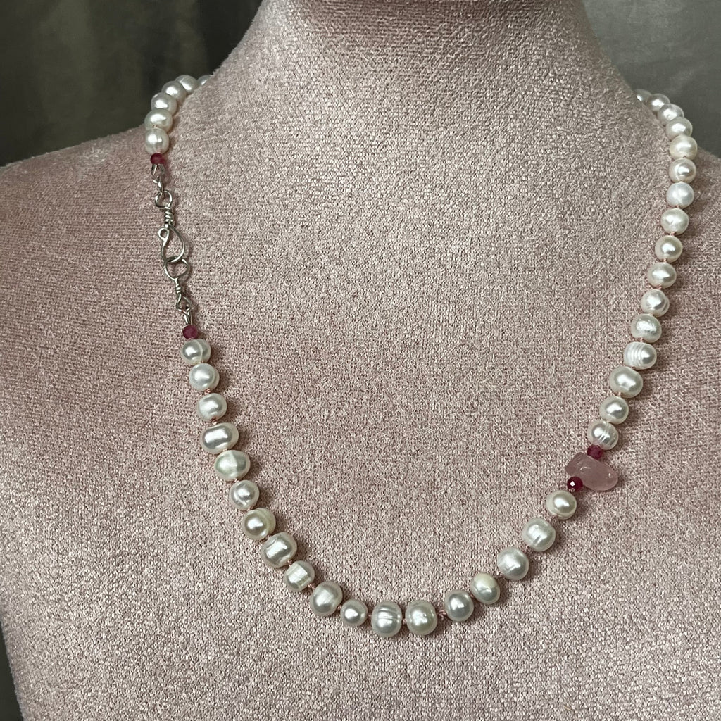 Parel ketting met Rozenkwarts
